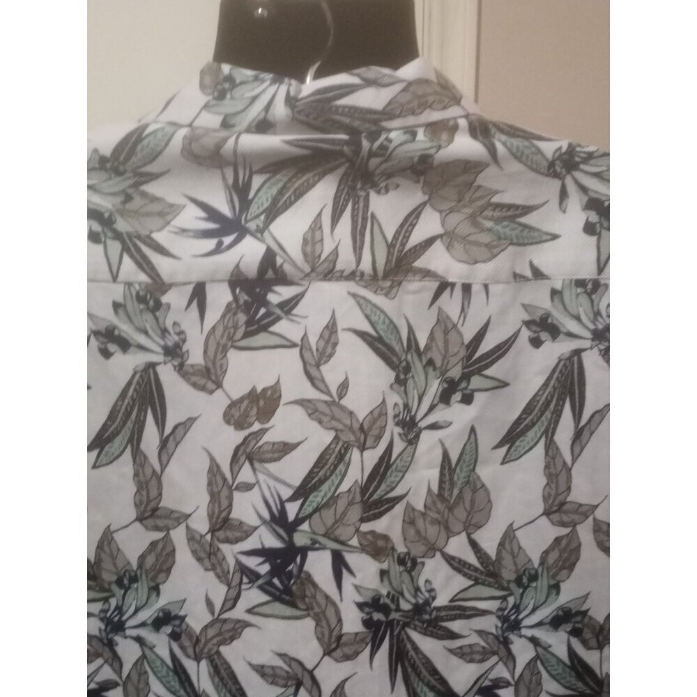 New Caribbean Roundtree & Yorke Silk Blend Gray Tropical Floral Camp Shirt XL - Picture 12 of 16